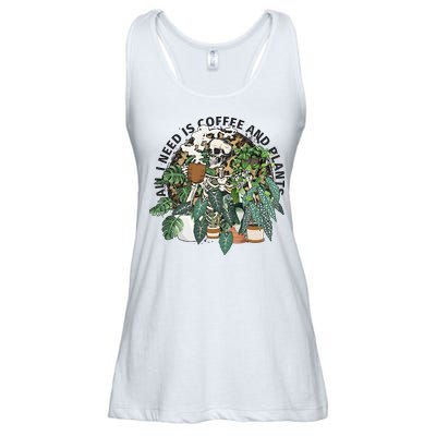 All I Need Is Coffee And Plants Funny Skeleton Gardening Lover Ladies Essential Flowy Tank