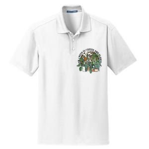 All I Need Is Coffee And Plants Funny Skeleton Gardening Lover Dry Zone Grid Polo