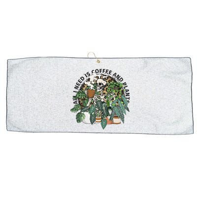 All I Need Is Coffee And Plants Funny Skeleton Gardening Lover Large Microfiber Waffle Golf Towel