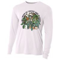 All I Need Is Coffee And Plants Funny Skeleton Gardening Lover Cooling Performance Long Sleeve Crew