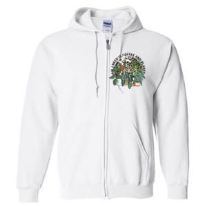 All I Need Is Coffee And Plants Funny Skeleton Gardening Lover Full Zip Hoodie