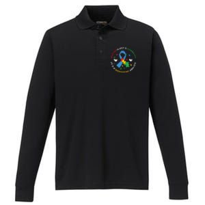 Autism Is Not A Disability It's A Different Ability Ribbon Pluzzle Performance Long Sleeve Polo