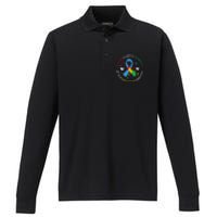 Autism Is Not A Disability It's A Different Ability Ribbon Pluzzle Performance Long Sleeve Polo