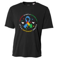 Autism Is Not A Disability It's A Different Ability Ribbon Pluzzle Cooling Performance Crew T-Shirt