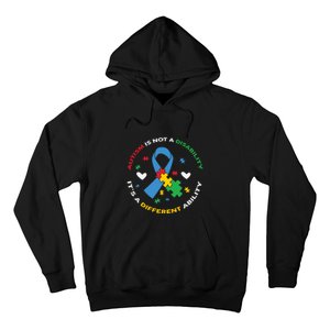 Autism Is Not A Disability It's A Different Ability Ribbon Pluzzle Hoodie