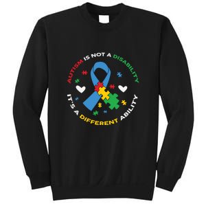 Autism Is Not A Disability It's A Different Ability Ribbon Pluzzle Sweatshirt