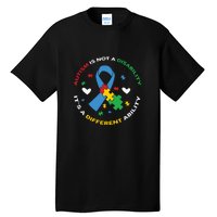 Autism Is Not A Disability It's A Different Ability Ribbon Pluzzle Tall T-Shirt