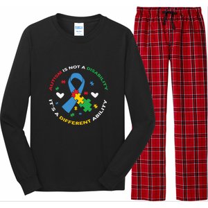 Autism Is Not A Disability It's A Different Ability Ribbon Pluzzle Long Sleeve Pajama Set