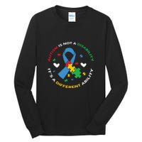 Autism Is Not A Disability It's A Different Ability Ribbon Pluzzle Tall Long Sleeve T-Shirt