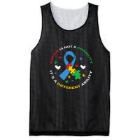 Autism Is Not A Disability It's A Different Ability Ribbon Pluzzle Mesh Reversible Basketball Jersey Tank