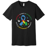 Autism Is Not A Disability It's A Different Ability Ribbon Pluzzle Premium T-Shirt