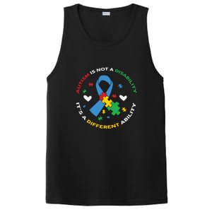 Autism Is Not A Disability It's A Different Ability Ribbon Pluzzle PosiCharge Competitor Tank