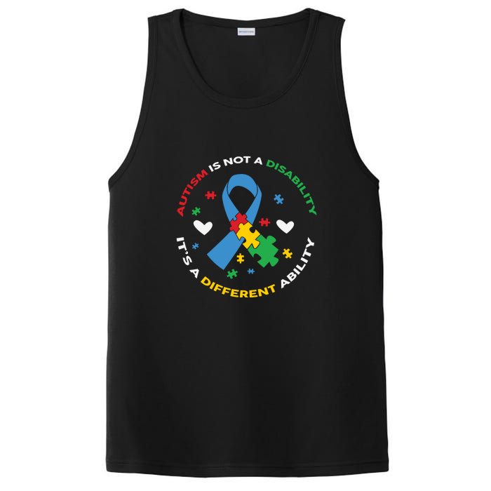 Autism Is Not A Disability It's A Different Ability Ribbon Pluzzle PosiCharge Competitor Tank