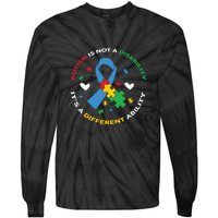 Autism Is Not A Disability It's A Different Ability Ribbon Pluzzle Tie-Dye Long Sleeve Shirt