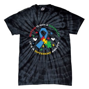 Autism Is Not A Disability It's A Different Ability Ribbon Pluzzle Tie-Dye T-Shirt