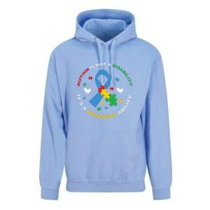 Autism Is Not A Disability It's A Different Ability Ribbon Pluzzle Unisex Surf Hoodie