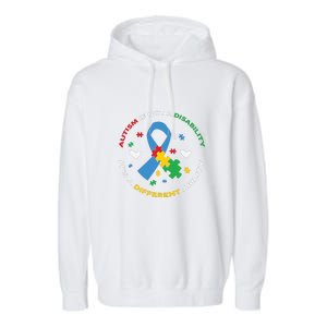 Autism Is Not A Disability It's A Different Ability Ribbon Pluzzle Garment-Dyed Fleece Hoodie