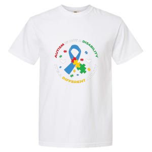 Autism Is Not A Disability It's A Different Ability Ribbon Pluzzle Garment-Dyed Heavyweight T-Shirt