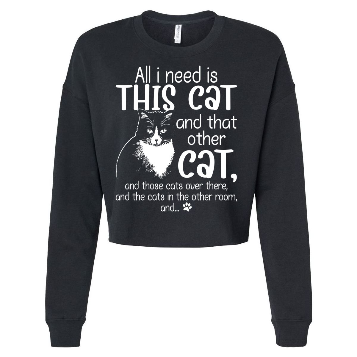 All I Need Is This Cat And That Other Cat And Those Cats Funny Gift Cropped Pullover Crew
