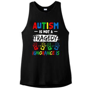 Autism Is Not A Tragedy Ignorance Is Autism Awareness Puzzle Ladies PosiCharge Tri-Blend Wicking Tank