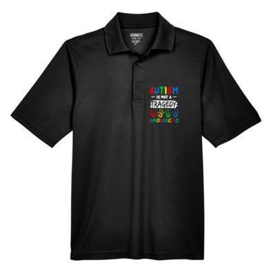 Autism Is Not A Tragedy Ignorance Is Autism Awareness Puzzle Men's Origin Performance Piqué Polo