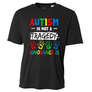 Autism Is Not A Tragedy Ignorance Is Autism Awareness Puzzle Cooling Performance Crew T-Shirt