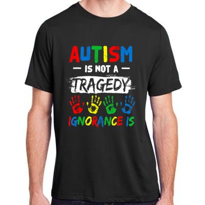 Autism Is Not A Tragedy Ignorance Is Autism Awareness Puzzle Adult ChromaSoft Performance T-Shirt