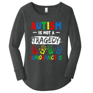 Autism Is Not A Tragedy Ignorance Is Autism Awareness Puzzle Women's Perfect Tri Tunic Long Sleeve Shirt