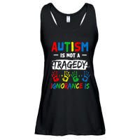 Autism Is Not A Tragedy Ignorance Is Autism Awareness Puzzle Ladies Essential Flowy Tank