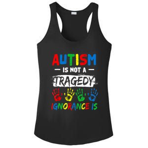 Autism Is Not A Tragedy Ignorance Is Autism Awareness Puzzle Ladies PosiCharge Competitor Racerback Tank