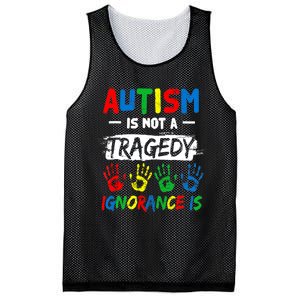 Autism Is Not A Tragedy Ignorance Is Autism Awareness Puzzle Mesh Reversible Basketball Jersey Tank