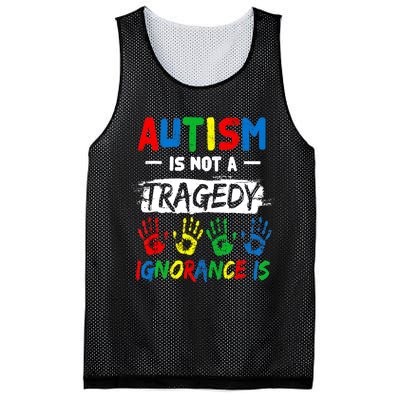 Autism Is Not A Tragedy Ignorance Is Autism Awareness Puzzle Mesh Reversible Basketball Jersey Tank