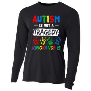 Autism Is Not A Tragedy Ignorance Is Autism Awareness Puzzle Cooling Performance Long Sleeve Crew