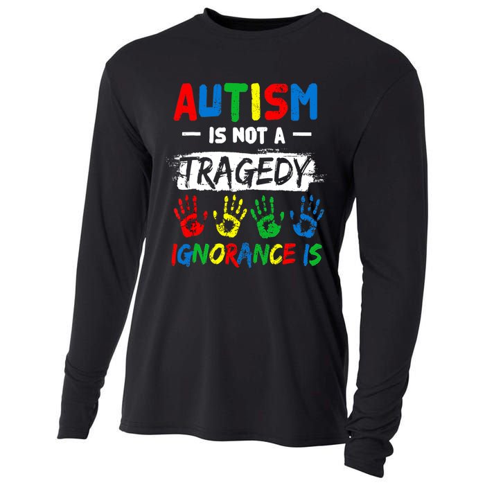 Autism Is Not A Tragedy Ignorance Is Autism Awareness Puzzle Cooling Performance Long Sleeve Crew