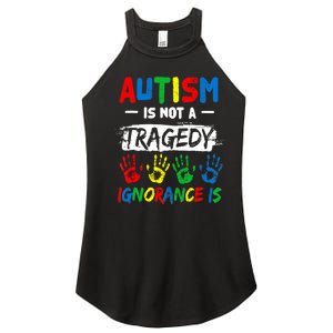 Autism Is Not A Tragedy Ignorance Is Autism Awareness Puzzle Women's Perfect Tri Rocker Tank