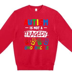 Autism Is Not A Tragedy Ignorance Is Autism Awareness Puzzle Premium Crewneck Sweatshirt