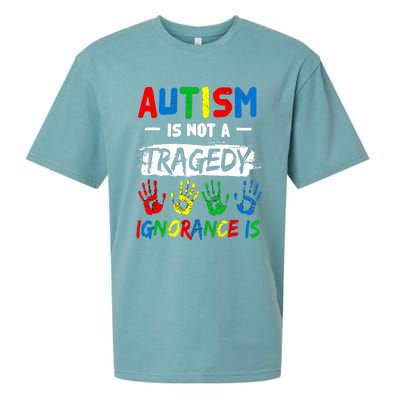 Autism Is Not A Tragedy Ignorance Is Autism Awareness Puzzle Sueded Cloud Jersey T-Shirt