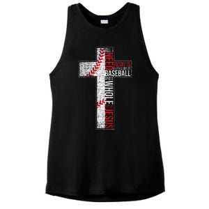 All I Need Is Baseball & Jesus Christian Cross Faith Ladies PosiCharge Tri-Blend Wicking Tank