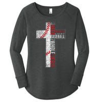 All I Need Is Baseball & Jesus Christian Cross Faith Women's Perfect Tri Tunic Long Sleeve Shirt