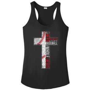 All I Need Is Baseball & Jesus Christian Cross Faith Ladies PosiCharge Competitor Racerback Tank