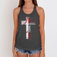 All I Need Is Baseball & Jesus Christian Cross Faith Women's Knotted Racerback Tank