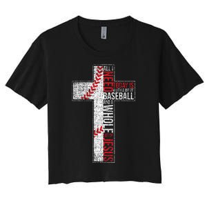 All I Need Is Baseball & Jesus Christian Cross Faith Women's Crop Top Tee