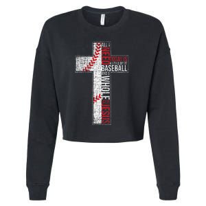 All I Need Is Baseball & Jesus Christian Cross Faith Cropped Pullover Crew