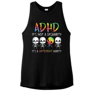 ADHD It's Not Disability It's A Different Ability Skeleton Ladies PosiCharge Tri-Blend Wicking Tank