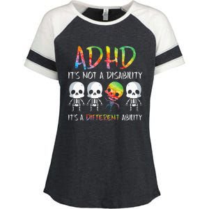 ADHD It's Not Disability It's A Different Ability Skeleton Enza Ladies Jersey Colorblock Tee