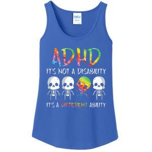 ADHD It's Not Disability It's A Different Ability Skeleton Ladies Essential Tank