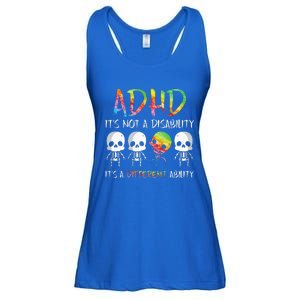 ADHD It's Not Disability It's A Different Ability Skeleton Ladies Essential Flowy Tank