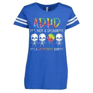 ADHD It's Not Disability It's A Different Ability Skeleton Enza Ladies Jersey Football T-Shirt