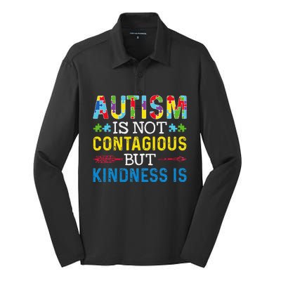 Autism Is Not Contagious But Kindness Is Autism Awareness Silk Touch Performance Long Sleeve Polo