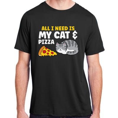 All I Need is Pizza and my Cat Cute Funny Cats Lover Adult ChromaSoft Performance T-Shirt